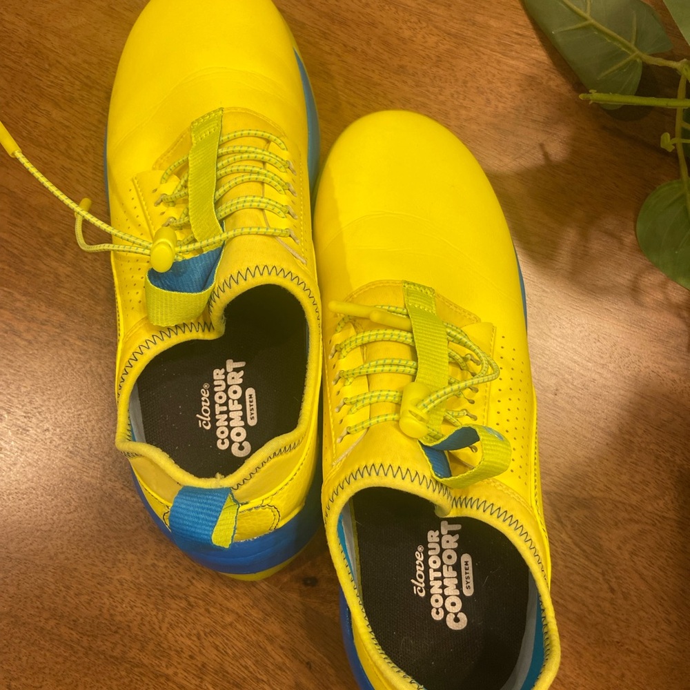 Clove Womens Classic Nursing Shoes Limited Edition Neon Yellow/blue Sz 8.5 - Picture 6 of 6